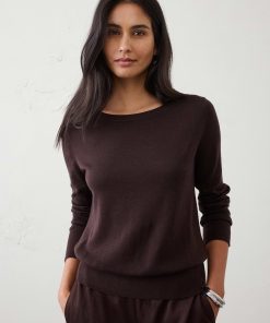 Dark Chocolate Merino Wool Boat-Neck Sweater