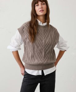Brown Heather Perfectly Soft Cable Vest