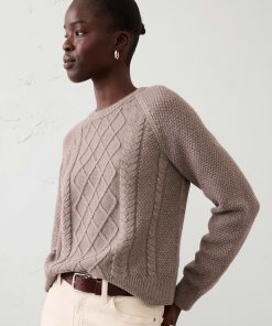 Brown Heather Perfectly Soft Cable Sweater
