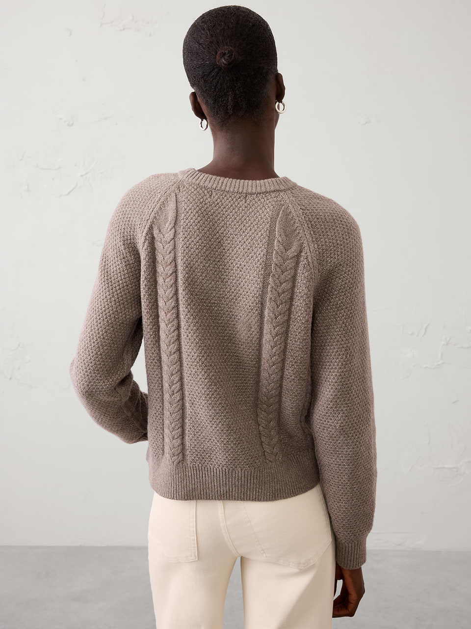 Brown Heather Perfectly Soft Cable Sweater - Image 2
