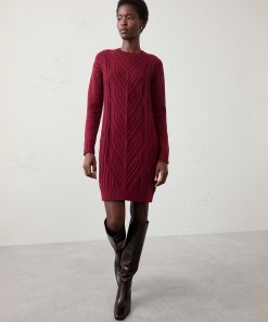 Bright Wine Cable Mini Sweater Dress