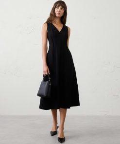 Black Ponte Midi Dress