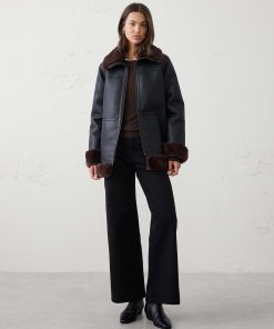 Black Vegan Leather Fur Jacket