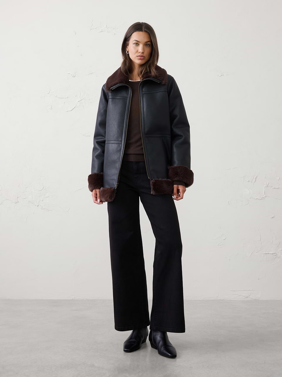 Black Vegan Leather Fur Jacket