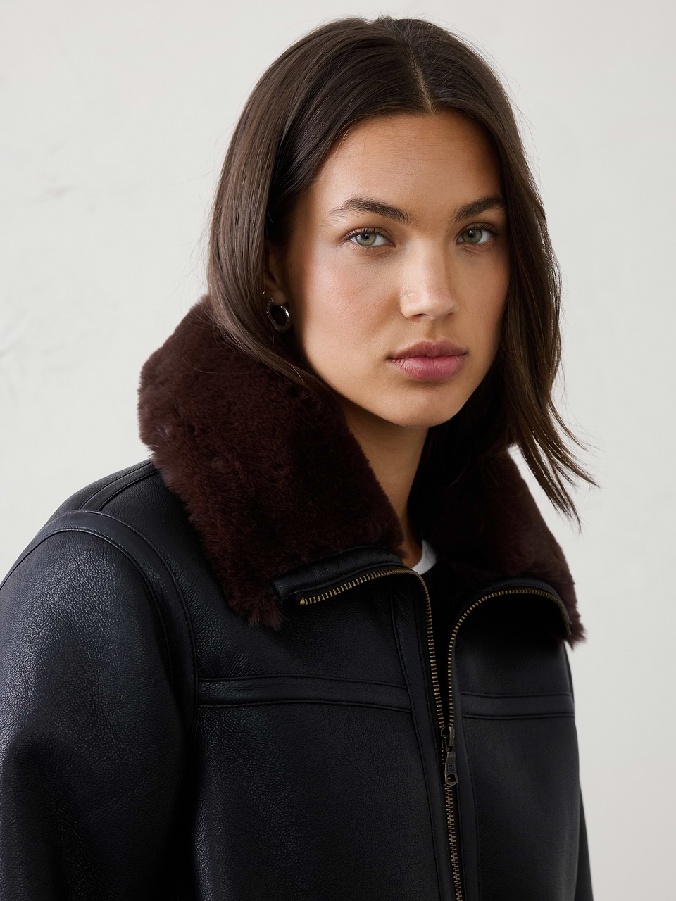 Black Vegan Leather Fur Jacket - Image 3