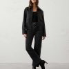 Black Vegan Leather Bomber Jacket