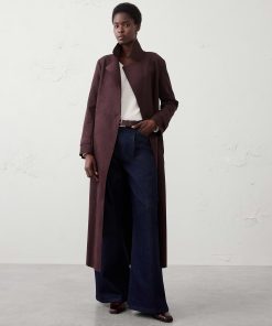Dark Chocolate Vegan Suede Long Coat