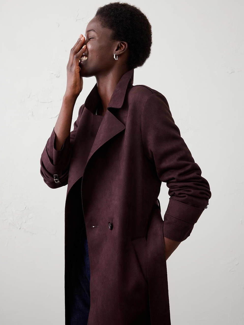 Dark Chocolate Vegan Suede Long Coat - Image 3