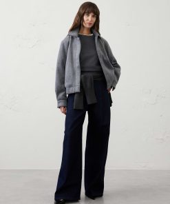Light Gray Heather Knit Melton Short Jacket