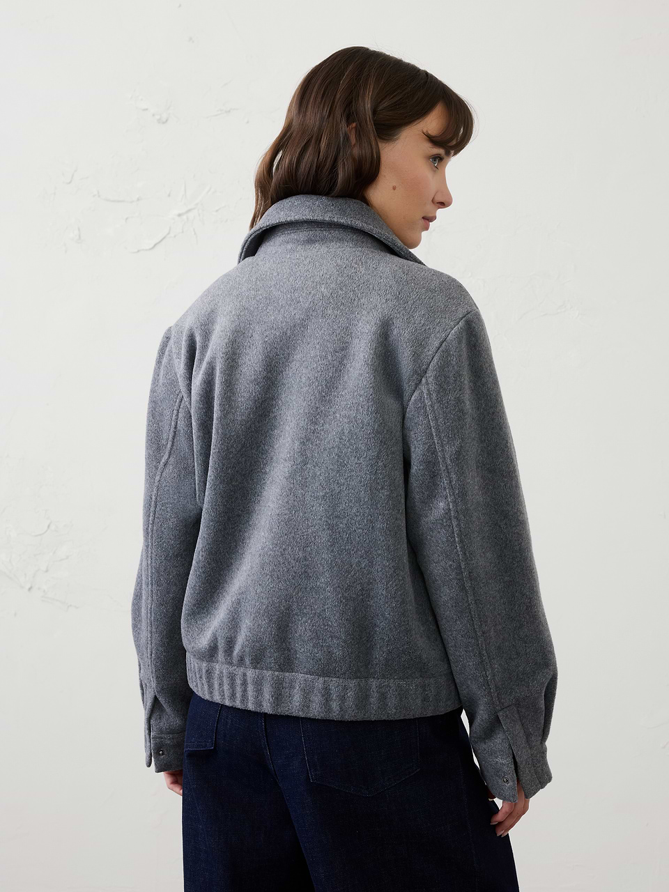 Light Gray Heather Knit Melton Short Jacket - Image 2